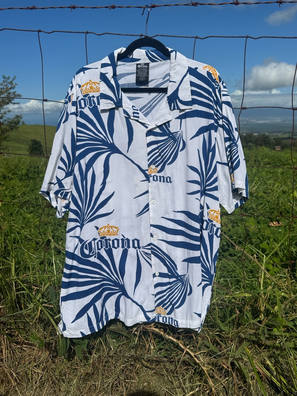 Men’s Corona beer Y2K Aloha Beach vacation Button down Shirt XXL